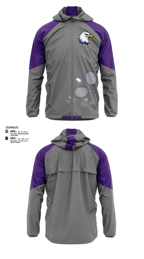 Windbreaker, Albion Purple Eagles, Tennis, Teamtime, Team time, sublimation, custom sports apparel, team uniforms, spirit wear, spiritwear, sports uniforms, custom shirts, team store, custom team store, fundraiser sports, apparel fundraiser