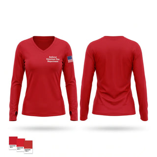 Womens Long Sleeve Vneck Shirt, Amherst Volunteer Fire Department, Fire Department, Teamtime, Team time, sublimation, custom sports apparel, team uniforms, spirit wear, spiritwear, sports uniforms, custom shirts, team store, custom team store, fundraiser sports, apparel fundraiser