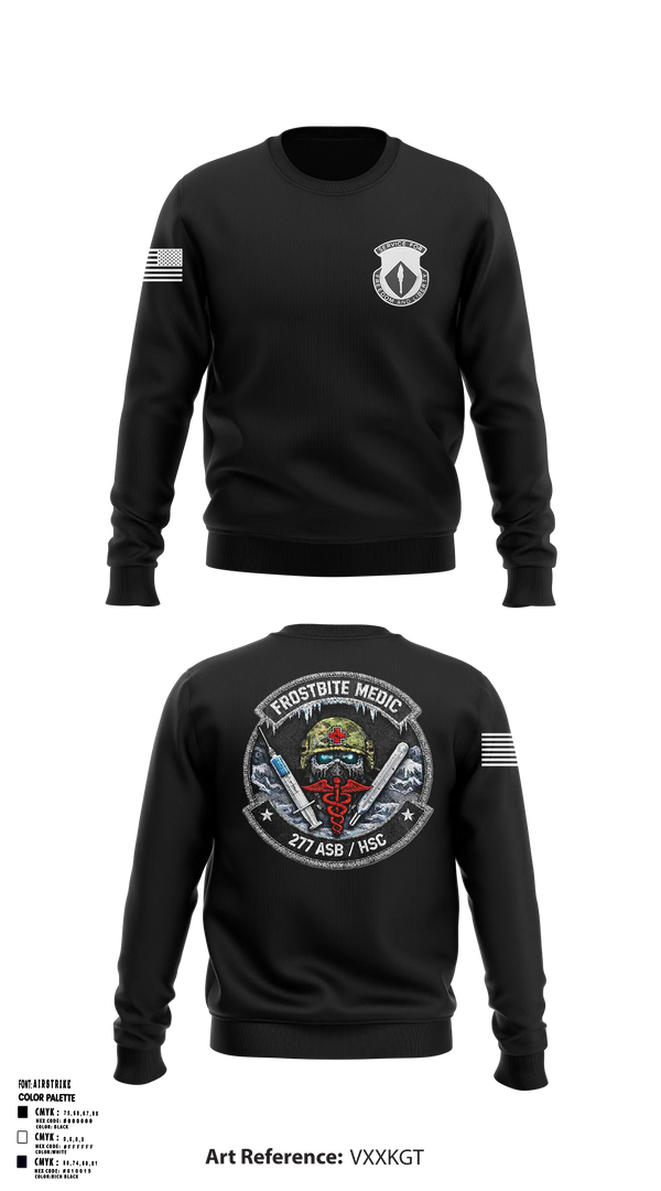 Crew Neck Sweatshirt, 277th ASB Frostbite Medics, Army, Teamtime, Team time, sublimation, custom sports apparel, team uniforms, spirit wear, spiritwear, sports uniforms, custom shirts, team store, custom team store, fundraiser sports, apparel fundraiser