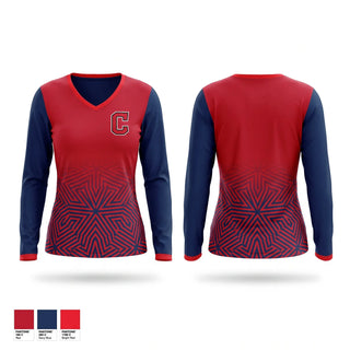 Womens Long Sleeve Vneck Shirt, Cornell, Ice Hockey, Teamtime, Team time, sublimation, custom sports apparel, team uniforms, spirit wear, spiritwear, sports uniforms, custom shirts, team store, custom team store, fundraiser sports, apparel fundraiser