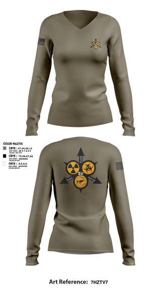 Womens Long Sleeve Vneck Shirt, 51st WMD-CST, , Teamtime, Team time, sublimation, custom sports apparel, team uniforms, spirit wear, spiritwear, sports uniforms, custom shirts, team store, custom team store, fundraiser sports, apparel fundraiser
