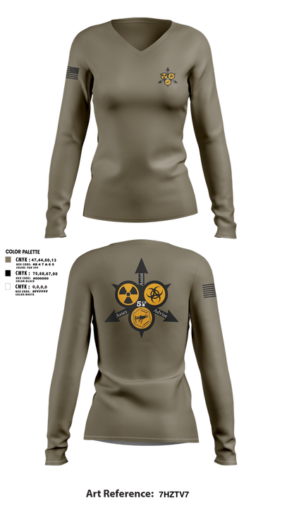 51st WMD-CST 58397941 Women's Long Sleeve V-neck Shirt - 1