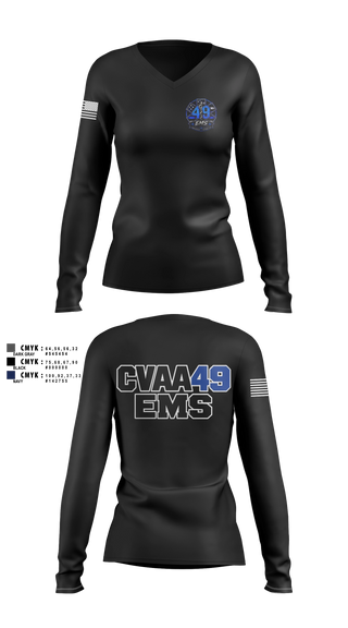 Womens Long Sleeve Vneck Shirt, Coudersport Ems, EMS/EMT, Teamtime, Team time, sublimation, custom sports apparel, team uniforms, spirit wear, spiritwear, sports uniforms, custom shirts, team store, custom team store, fundraiser sports, apparel fundraiser