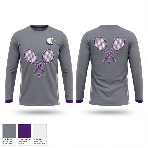 Long Sleeve Performance Shirt, Albion Purple Eagles, Tennis, Teamtime, Team time, sublimation, custom sports apparel, team uniforms, spirit wear, spiritwear, sports uniforms, custom shirts, team store, custom team store, fundraiser sports, apparel fundraiser