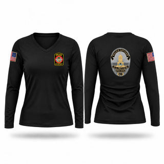 Womens Long Sleeve Vneck Shirt, Clinton Police Department, National Guard, Teamtime, Team time, sublimation, custom sports apparel, team uniforms, spirit wear, spiritwear, sports uniforms, custom shirts, team store, custom team store, fundraiser sports, apparel fundraiser
