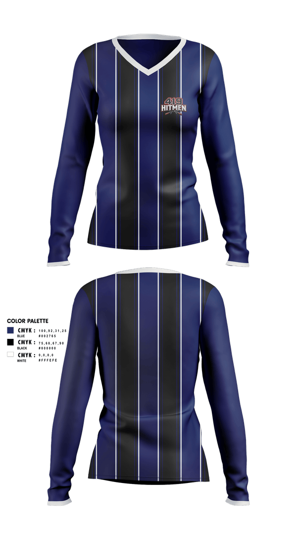 Womens Long Sleeve Vneck Shirt, 419 hitmen, Softball, Teamtime, Team time, sublimation, custom sports apparel, team uniforms, spirit wear, spiritwear, sports uniforms, custom shirts, team store, custom team store, fundraiser sports, apparel fundraiser