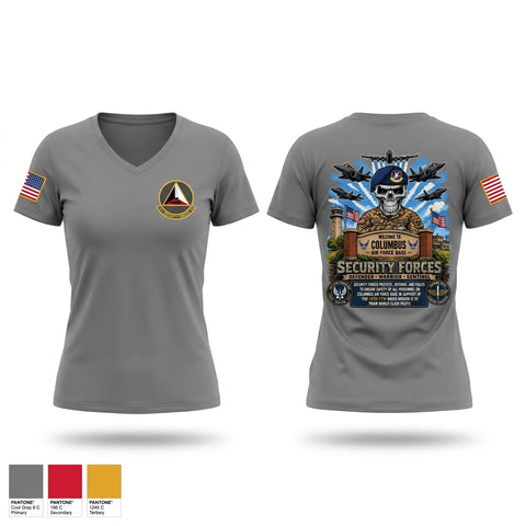 Womens Short Sleeve Vneck Shirt, 14th Security Forces Squadron, Air Force, Teamtime, Team time, sublimation, custom sports apparel, team uniforms, spirit wear, spiritwear, sports uniforms, custom shirts, team store, custom team store, fundraiser sports, apparel fundraiser