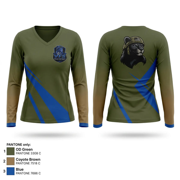 Womens Long Sleeve Vneck Shirt, Veteran Fight Sports, , Teamtime, Team time, sublimation, custom sports apparel, team uniforms, spirit wear, spiritwear, sports uniforms, custom shirts, team store, custom team store, fundraiser sports, apparel fundraiser