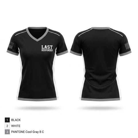 Womens Short Sleeve Vneck Shirt, Last Responder, Police, Teamtime, Team time, sublimation, custom sports apparel, team uniforms, spirit wear, spiritwear, sports uniforms, custom shirts, team store, custom team store, fundraiser sports, apparel fundraiser