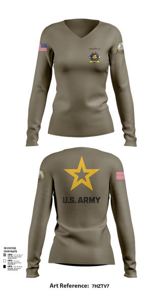 Womens Long Sleeve Vneck Shirt, University of Toledo Army Marksmanship Unit, Army, Teamtime, Team time, sublimation, custom sports apparel, team uniforms, spirit wear, spiritwear, sports uniforms, custom shirts, team store, custom team store, fundraiser sports, apparel fundraiser