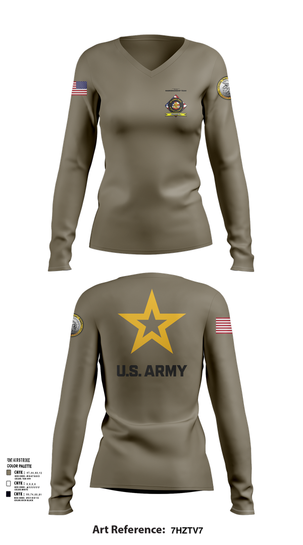 Womens Long Sleeve Vneck Shirt, University of Toledo Army Marksmanship Unit, Army, Teamtime, Team time, sublimation, custom sports apparel, team uniforms, spirit wear, spiritwear, sports uniforms, custom shirts, team store, custom team store, fundraiser sports, apparel fundraiser