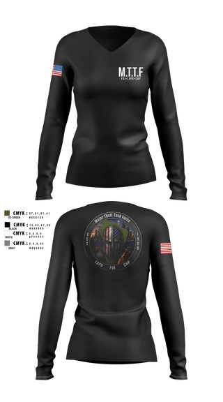Womens Long Sleeve Vneck Shirt, Major Theft Task Force, Police, Teamtime, Team time, sublimation, custom sports apparel, team uniforms, spirit wear, spiritwear, sports uniforms, custom shirts, team store, custom team store, fundraiser sports, apparel fundraiser