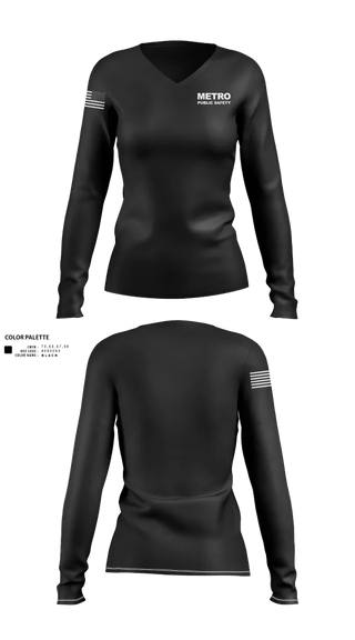 Womens Long Sleeve Vneck Shirt, Metro Public Safety, Police, Teamtime, Team time, sublimation, custom sports apparel, team uniforms, spirit wear, spiritwear, sports uniforms, custom shirts, team store, custom team store, fundraiser sports, apparel fundraiser