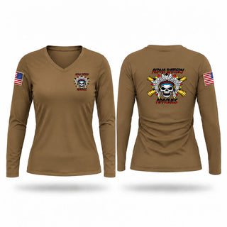 Womens Long Sleeve Vneck Shirt, Master Fitness Trainer, Army, Teamtime, Team time, sublimation, custom sports apparel, team uniforms, spirit wear, spiritwear, sports uniforms, custom shirts, team store, custom team store, fundraiser sports, apparel fundraiser