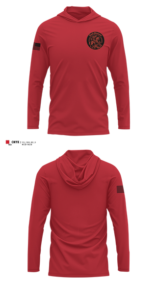 Long Sleeve Performance Shirt with hood, RAID, Army, Teamtime, Team time, sublimation, custom sports apparel, team uniforms, spirit wear, spiritwear, sports uniforms, custom shirts, team store, custom team store, fundraiser sports, apparel fundraiser