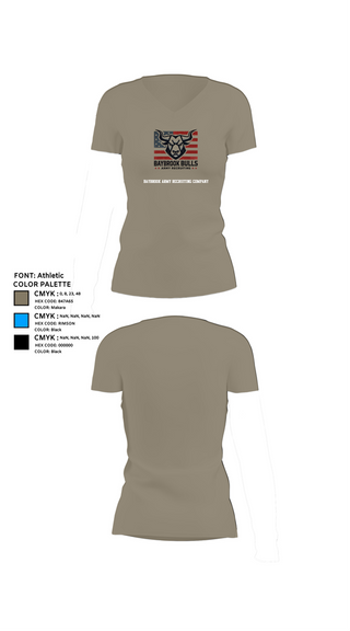 Womens Short Sleeve Vneck Shirt, Baybrook Army Recruiting Company, , Teamtime, Team time, sublimation, custom sports apparel, team uniforms, spirit wear, spiritwear, sports uniforms, custom shirts, team store, custom team store, fundraiser sports, apparel fundraiser