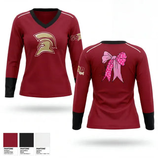 Womens Long Sleeve Vneck Shirt, South, Cheer, Teamtime, Team time, sublimation, custom sports apparel, team uniforms, spirit wear, spiritwear, sports uniforms, custom shirts, team store, custom team store, fundraiser sports, apparel fundraiser