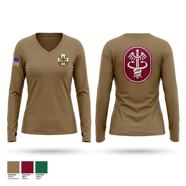 Womens Long Sleeve Vneck Shirt, MEDDAC, Army, Teamtime, Team time, sublimation, custom sports apparel, team uniforms, spirit wear, spiritwear, sports uniforms, custom shirts, team store, custom team store, fundraiser sports, apparel fundraiser