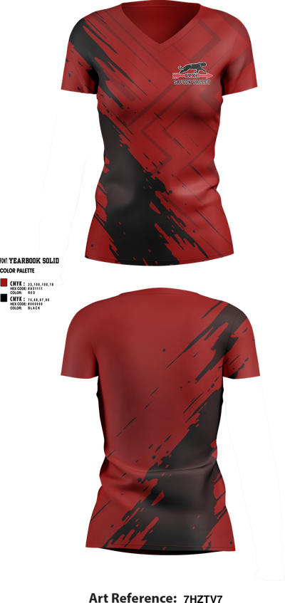 Saucon Valley Cross Country 3055358 Women's Short Sleeve V-neck Shirt - 1