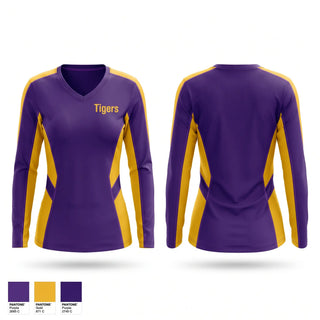Womens Long Sleeve Vneck Shirt, Tigers, Wrestling, Teamtime, Team time, sublimation, custom sports apparel, team uniforms, spirit wear, spiritwear, sports uniforms, custom shirts, team store, custom team store, fundraiser sports, apparel fundraiser