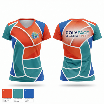 PolyFace Volleyball Academy 35674273 Women's Short Sleeve V-neck Shirt - 1