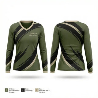 Womens Long Sleeve Vneck Shirt, Opulence Security, , Teamtime, Team time, sublimation, custom sports apparel, team uniforms, spirit wear, spiritwear, sports uniforms, custom shirts, team store, custom team store, fundraiser sports, apparel fundraiser
