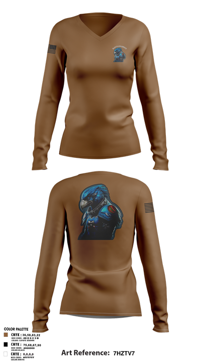 Battlehawks 56996020 Women's Long Sleeve V-neck Shirt - 1
