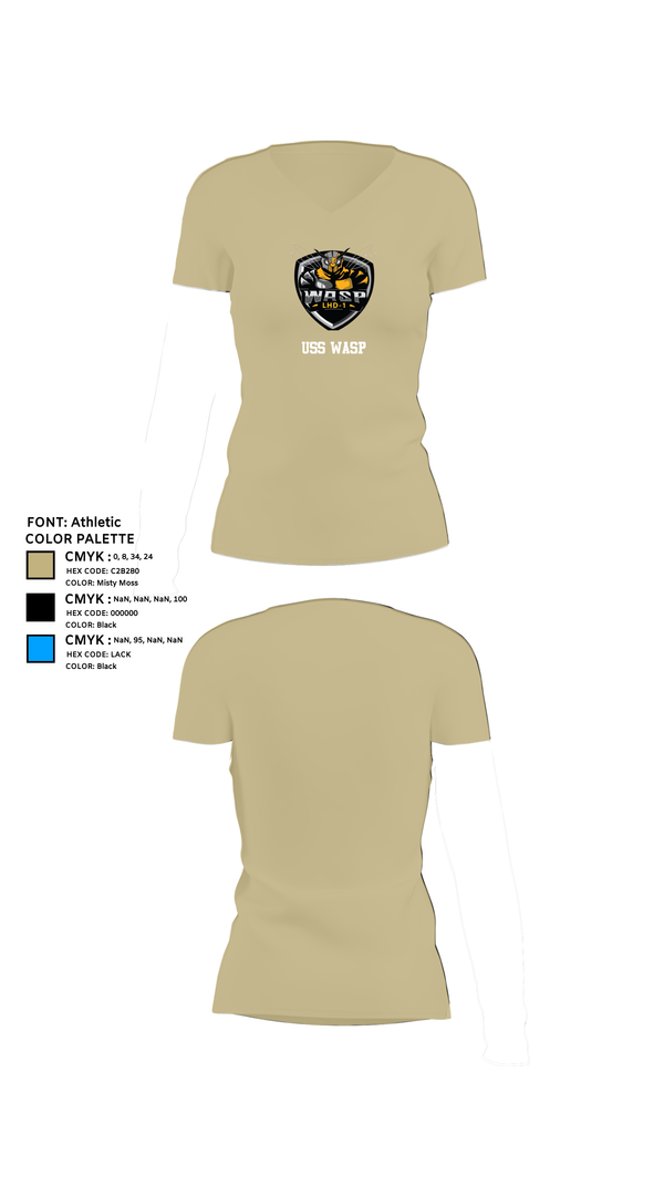 Womens Short Sleeve Vneck Shirt, USS WASP, , Teamtime, Team time, sublimation, custom sports apparel, team uniforms, spirit wear, spiritwear, sports uniforms, custom shirts, team store, custom team store, fundraiser sports, apparel fundraiser