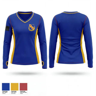 Womens Long Sleeve Vneck Shirt, 1st BN, 355th Regiment, Army, Teamtime, Team time, sublimation, custom sports apparel, team uniforms, spirit wear, spiritwear, sports uniforms, custom shirts, team store, custom team store, fundraiser sports, apparel fundraiser