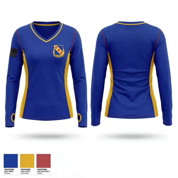 Womens Long Sleeve Vneck Shirt, 1st BN, 355th Regiment, Army, Teamtime, Team time, sublimation, custom sports apparel, team uniforms, spirit wear, spiritwear, sports uniforms, custom shirts, team store, custom team store, fundraiser sports, apparel fundraiser