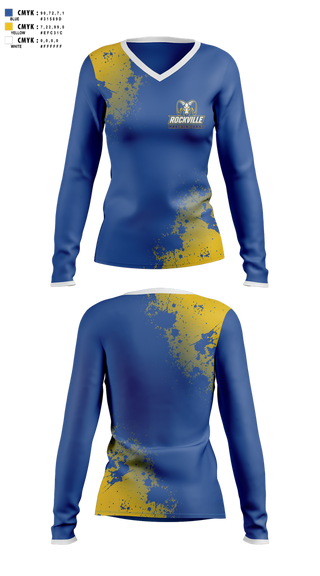 Womens Long Sleeve Vneck Shirt, Rockville Marching Ram Band, Spirit Store, Teamtime, Team time, sublimation, custom sports apparel, team uniforms, spirit wear, spiritwear, sports uniforms, custom shirts, team store, custom team store, fundraiser sports, apparel fundraiser
