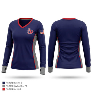 Womens Long Sleeve Vneck Shirt, Locust Fire Department, Fire Department, Teamtime, Team time, sublimation, custom sports apparel, team uniforms, spirit wear, spiritwear, sports uniforms, custom shirts, team store, custom team store, fundraiser sports, apparel fundraiser