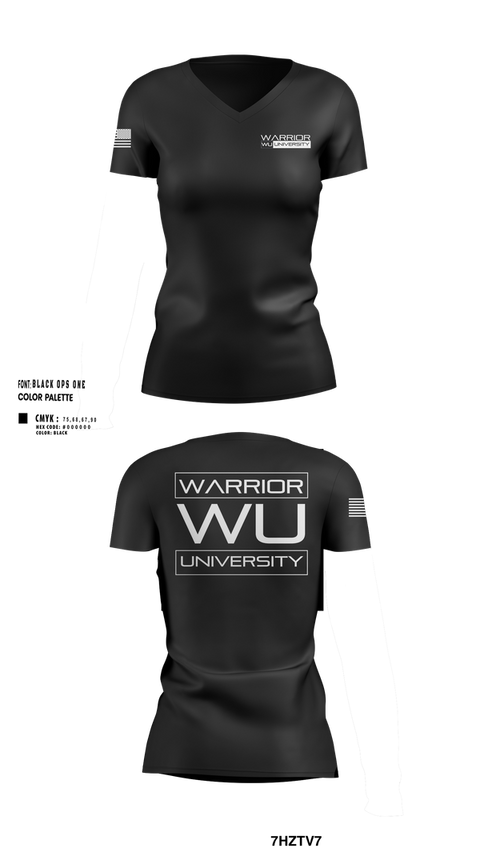 Womens Short Sleeve Vneck Shirt, Warrior University, , Teamtime, Team time, sublimation, custom sports apparel, team uniforms, spirit wear, spiritwear, sports uniforms, custom shirts, team store, custom team store, fundraiser sports, apparel fundraiser