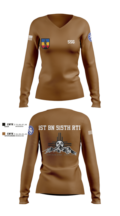 1st BN 515th RTI 17257625 Women's Long Sleeve V-neck Shirt - 4
