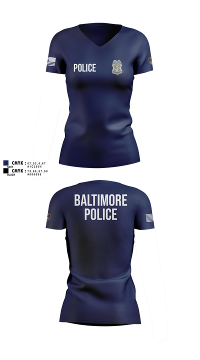 Baltimore Police Department 87844161 Women's Short Sleeve V-neck Shirt - 106