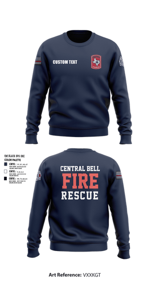 Crew Neck Sweatshirt, Central Bell County Fire Rescue, Fire Department, Teamtime, Team time, sublimation, custom sports apparel, team uniforms, spirit wear, spiritwear, sports uniforms, custom shirts, team store, custom team store, fundraiser sports, apparel fundraiser