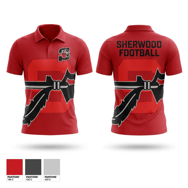 Short Sleeve Performance Polo, Sherwood Middle School Football, , Teamtime, Team time, sublimation, custom sports apparel, team uniforms, spirit wear, spiritwear, sports uniforms, custom shirts, team store, custom team store, fundraiser sports, apparel fundraiser