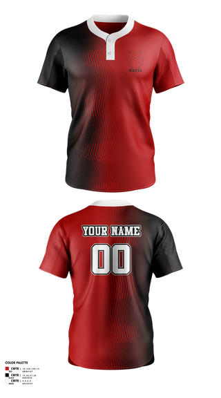 Two Button Baseball Jersey, Mafia, Baseball, Teamtime, Team time, sublimation, custom sports apparel, team uniforms, spirit wear, spiritwear, sports uniforms, custom shirts, team store, custom team store, fundraiser sports, apparel fundraiser