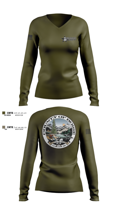 Boise County Sheriffs 675554 Women's Long Sleeve V-neck Shirt - 3