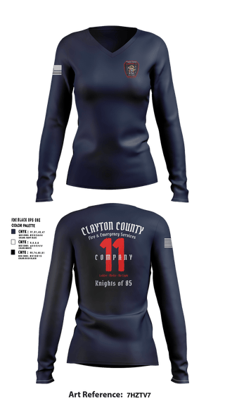 Womens Long Sleeve Vneck Shirt, Clayton County Fire Company 11, Fire Department, Teamtime, Team time, sublimation, custom sports apparel, team uniforms, spirit wear, spiritwear, sports uniforms, custom shirts, team store, custom team store, fundraiser sports, apparel fundraiser