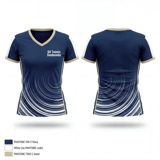 Womens Short Sleeve Vneck Shirt, GV Tennis Seahawks, Tennis, Teamtime, Team time, sublimation, custom sports apparel, team uniforms, spirit wear, spiritwear, sports uniforms, custom shirts, team store, custom team store, fundraiser sports, apparel fundraiser