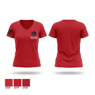 Womens Short Sleeve Vneck Shirt, Sturgis Ambulance, EMS/EMT, Teamtime, Team time, sublimation, custom sports apparel, team uniforms, spirit wear, spiritwear, sports uniforms, custom shirts, team store, custom team store, fundraiser sports, apparel fundraiser