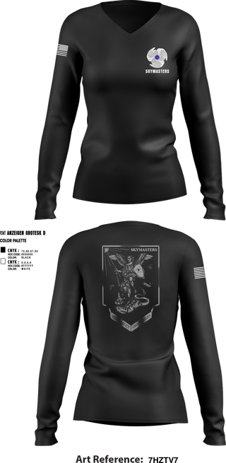 Womens Long Sleeve Vneck Shirt, 1-222 Aviaition Regiment, Army, Teamtime, Team time, sublimation, custom sports apparel, team uniforms, spirit wear, spiritwear, sports uniforms, custom shirts, team store, custom team store, fundraiser sports, apparel fundraiser