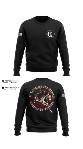 Crew Neck Sweatshirt, 1st Battalion 2nd Marines Charlie Co Veteran, Marines, Teamtime, Team time, sublimation, custom sports apparel, team uniforms, spirit wear, spiritwear, sports uniforms, custom shirts, team store, custom team store, fundraiser sports, apparel fundraiser