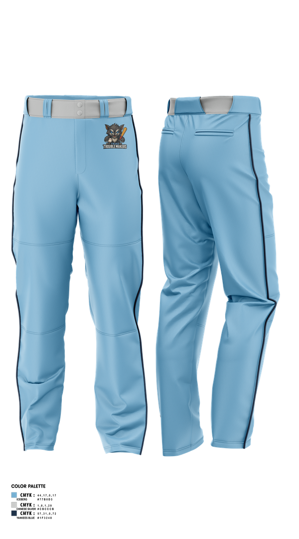 Baseball Pants, Troublemakers, Baseball, Teamtime, Team time, sublimation, custom sports apparel, team uniforms, spirit wear, spiritwear, sports uniforms, custom shirts, team store, custom team store, fundraiser sports, apparel fundraiser