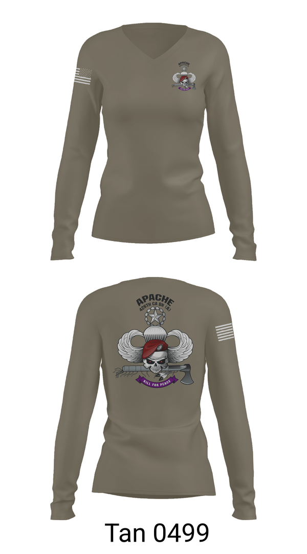 Womens Long Sleeve Vneck Shirt, A CO 426th CA BN (A), Army, Teamtime, Team time, sublimation, custom sports apparel, team uniforms, spirit wear, spiritwear, sports uniforms, custom shirts, team store, custom team store, fundraiser sports, apparel fundraiser