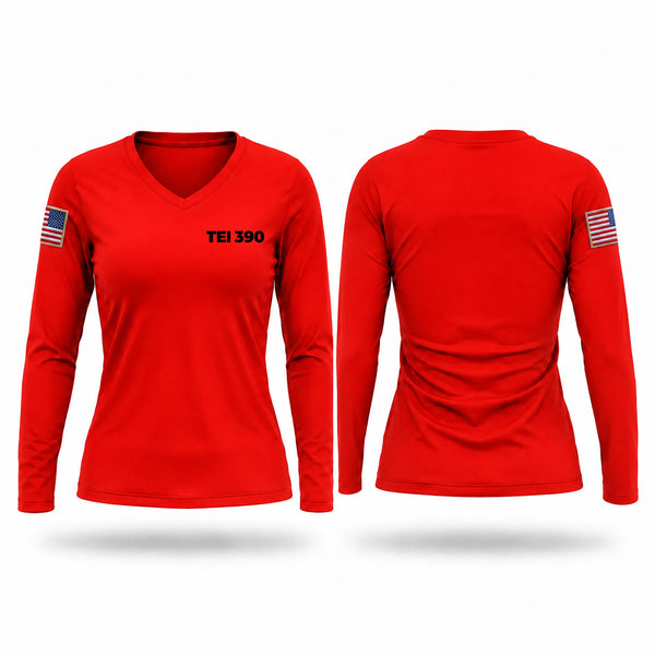 Womens Long Sleeve Vneck Shirt, TEI 390, Fire Department, Teamtime, Team time, sublimation, custom sports apparel, team uniforms, spirit wear, spiritwear, sports uniforms, custom shirts, team store, custom team store, fundraiser sports, apparel fundraiser