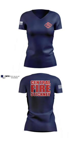 Womens Short Sleeve Vneck Shirt, Central Stickney Fire, Fire Department, Teamtime, Team time, sublimation, custom sports apparel, team uniforms, spirit wear, spiritwear, sports uniforms, custom shirts, team store, custom team store, fundraiser sports, apparel fundraiser
