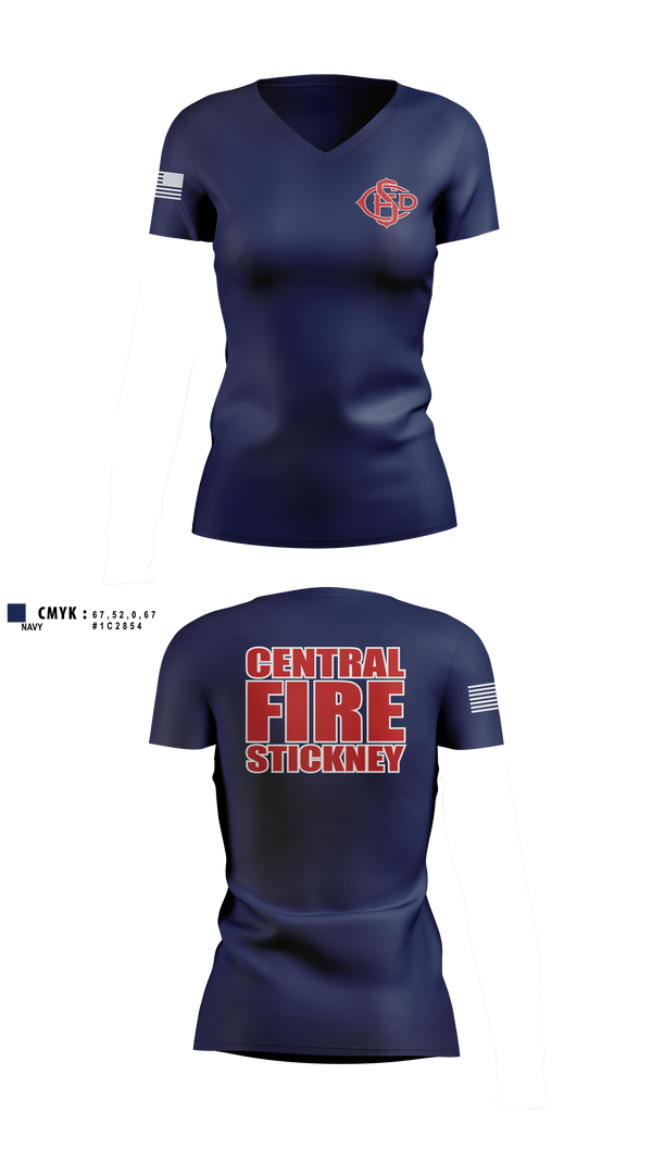 Womens Short Sleeve Vneck Shirt, Central Stickney Fire, Fire Department, Teamtime, Team time, sublimation, custom sports apparel, team uniforms, spirit wear, spiritwear, sports uniforms, custom shirts, team store, custom team store, fundraiser sports, apparel fundraiser