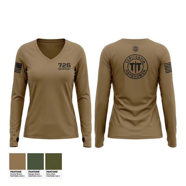 Womens Long Sleeve Vneck Shirt, 726 EMSS, Air Force, Teamtime, Team time, sublimation, custom sports apparel, team uniforms, spirit wear, spiritwear, sports uniforms, custom shirts, team store, custom team store, fundraiser sports, apparel fundraiser